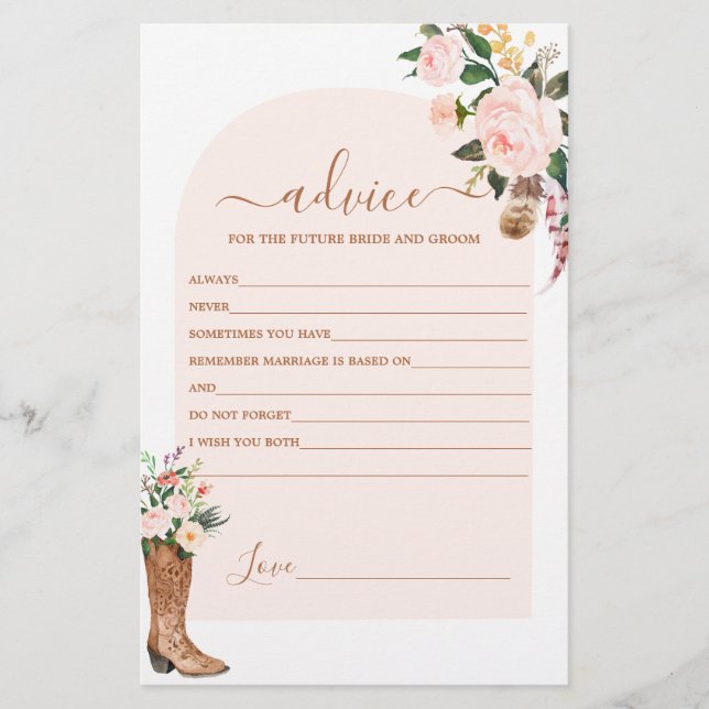Cowgirl Advice for Bride Card (Framsida)