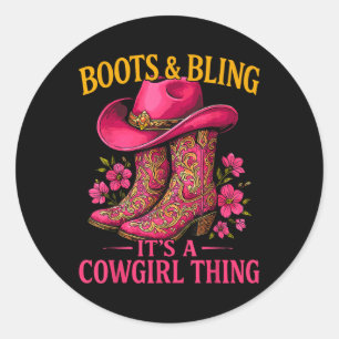 Cowgirl Älskare Boots och Bling's a Cowgirl Sak Runt Klistermärke