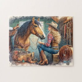 Cowgirl and Horse Country Life Relaxing Gift Pussel