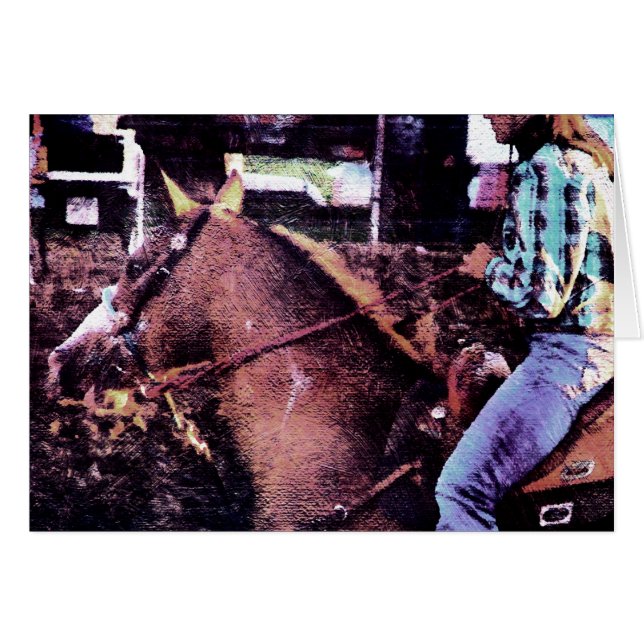 Cowgirl and Horse Hälsningskort (Framsidan Horizontal)