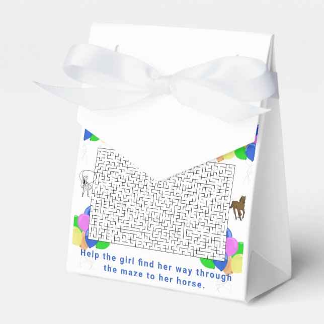 Cowgirl and Horse Maze with Balloons Tack Presentaskar (Framsidan Sidan)