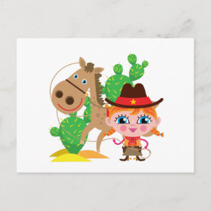 Cowgirl and Horse Vykort