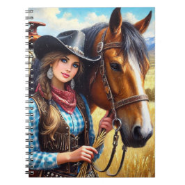 Cowgirl and Horse Western Anteckningsbok