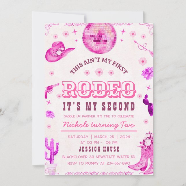 Cowgirl Andra Rodeo Festsinladan Inbjudningar (Framsida)