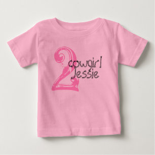 Cowgirl Anpassade 2nd Birthday Tshirt Tee