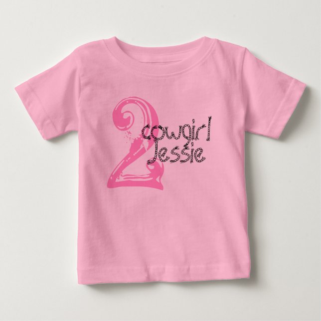Cowgirl Anpassade 2nd Birthday Tshirt Tee (Framsida)