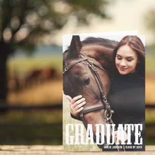 Cowgirl-avgångsfoto Country Graduate Vikad Meddelande