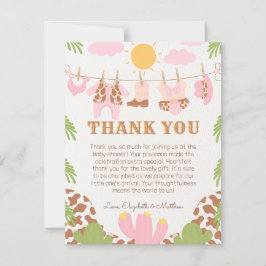 Cowgirl Baby Clothesline Westernt tackkort Julkort