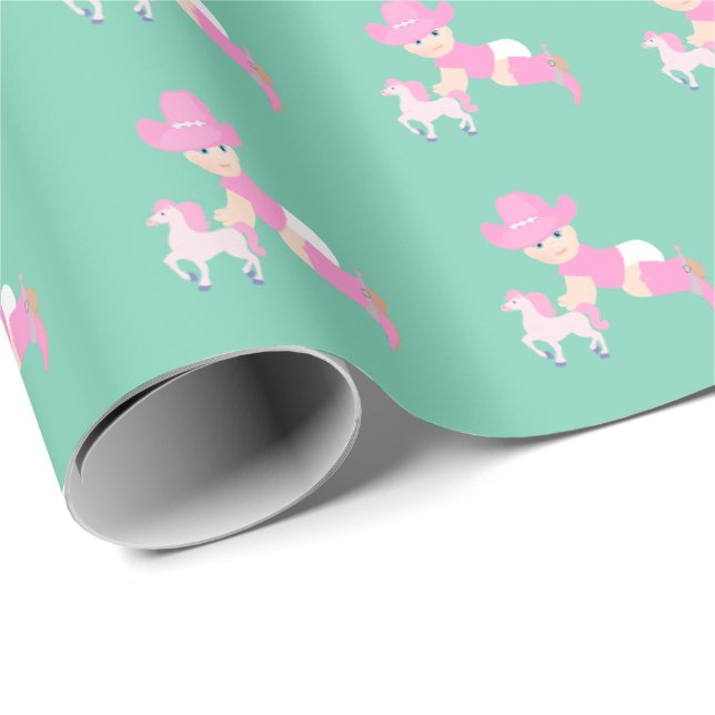 Cowgirl Baby Gift Wrapping Papper Presentpapper (Rullad Hörn)