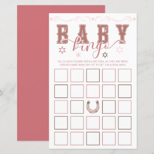 Cowgirl Baby Shower Bingo Game - Saddle Up Stil
