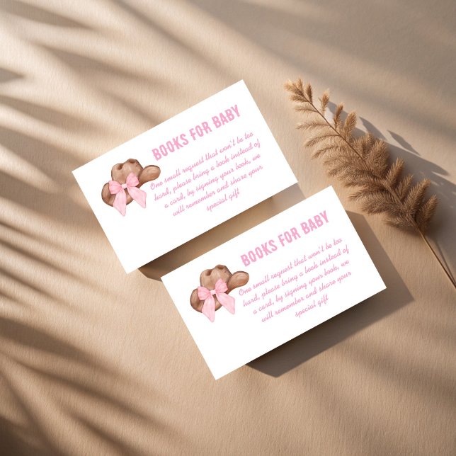 Cowgirl baby shower bokförfrågan tilläggskort (Cowgirl western baby shower book request enclosure card bow books for baby cards)
