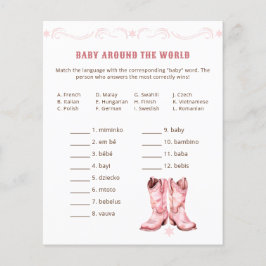 Cowgirl Baby Shower Game - Baby runt om i världen