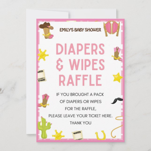 Cowgirl Baby Shower Game - Editable Namn, 5x7 stor Inbjudningar (Framsida)