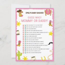 Cowgirl Baby Shower Game - Editable Namn, 5x7 stor Inbjudningar
