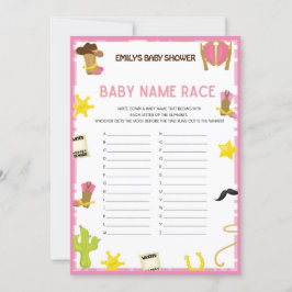 Cowgirl Baby Shower Game - Editable Namn, 5x7 stor Inbjudningar