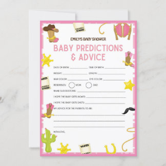 Cowgirl Baby Shower Game - Editable Namn, 5x7 stor Inbjudningar