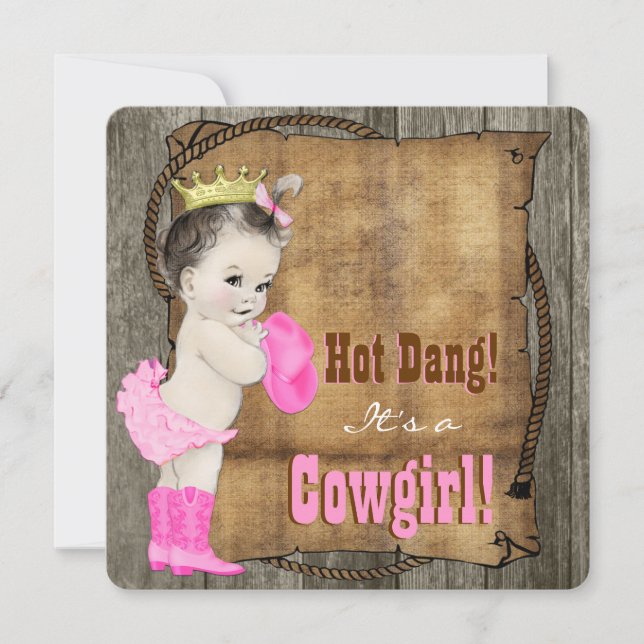 Cowgirl Baby Shower Inbjudningar (Framsida)