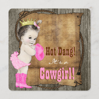 Cowgirl Baby Shower Inbjudningar