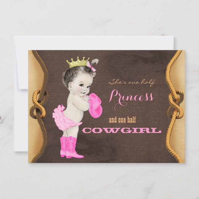 Cowgirl Baby Shower Inbjudningar (Framsida)