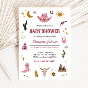 Cowgirl Baby Shower Inbjudningar