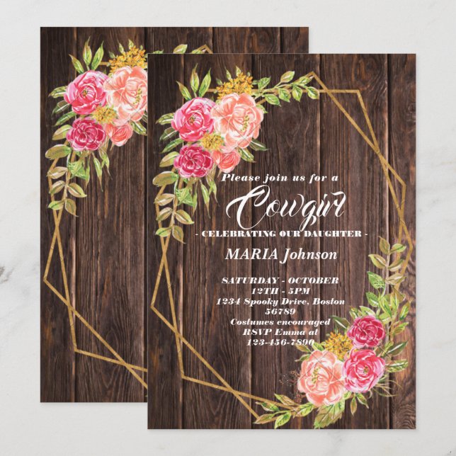 Cowgirl Baby Shower-inbjudningar Inbjudningar (Fram/baksida)