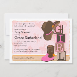 Cowgirl Baby Shower Inchange Inbjudningar