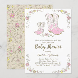 Cowgirl Baby Shower Land Western Rosa Girl Inbjudningar