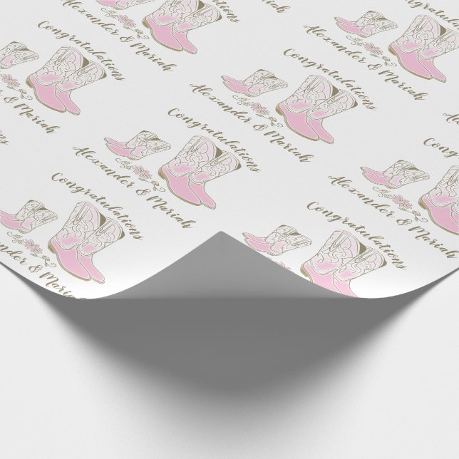 Cowgirl Baby Shower Land Western Rosa Girl Presentpapper (Hörn)