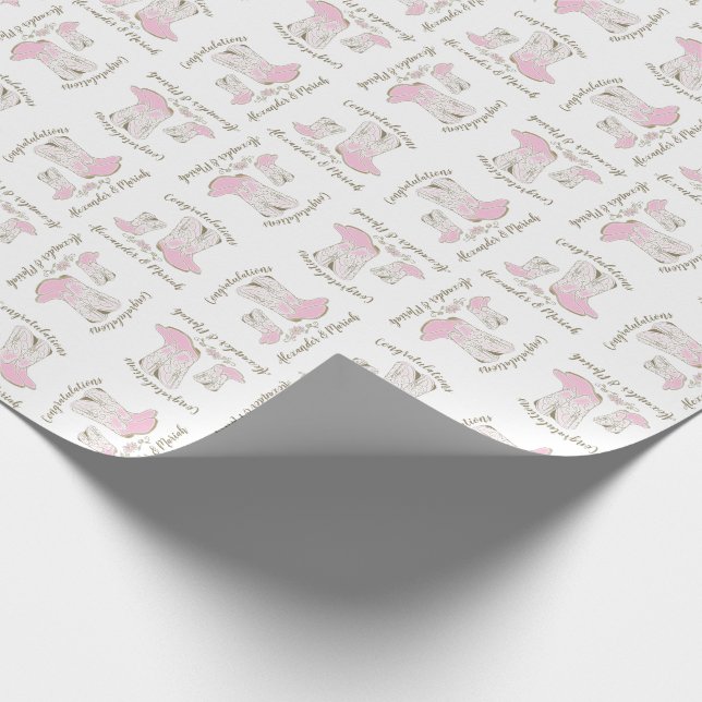 Cowgirl Baby Shower Land Western Rosa Girl Presentpapper (Hörn)