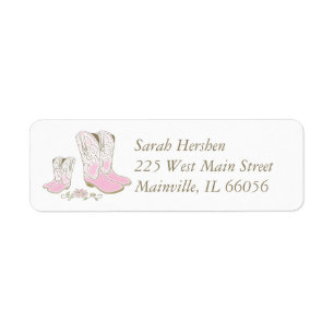 Cowgirl Baby Shower Land Western Rosa Girl Returadress Etikett