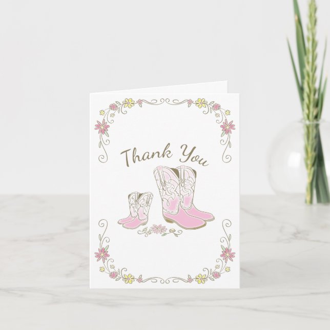 Cowgirl Baby Shower Land Western Rosa Girl Tack Kort (Framsida)
