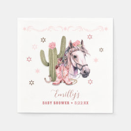 Cowgirl Baby Shower Napkins - Rosa Westernt tema Pappersservett