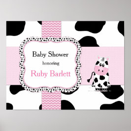Cowgirl Baby Shower Poster i Rosa