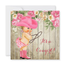 Cowgirl Baby Shower Rosa Boots Blommigt Blonde Bab