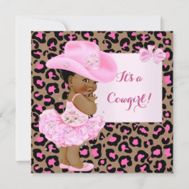 Cowgirl Baby Shower Rosa Leopard Girl Ethnic nic Inbjudningar