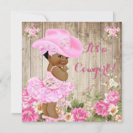 Cowgirl Baby Shower Rosa Rustic Wood Girl Ethnic n Inbjudningar