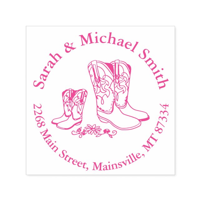 Cowgirl Baby Shower Självfärgande Stämpel (Design)