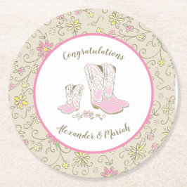 Cowgirl Baby Shower Underlägg Papper Rund