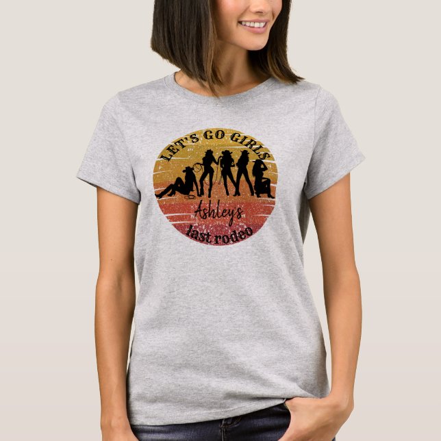 Cowgirl bachelorette brudens sida personlig t shirt (Framsida)