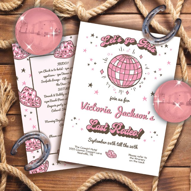 Cowgirl Bachelorette Itinerary Låt oss Go Girls Inbjudningar (Skapare uppladdad)