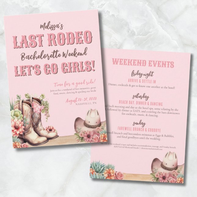 Cowgirl Bachelorette Party Inbjudningar (Last Rodeo Cowgirl Bachelorette Party Invitation)