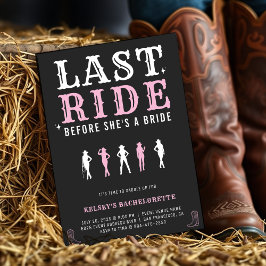 Cowgirl Bachelorette Party Last Ride Pink & Black Inbjudningar