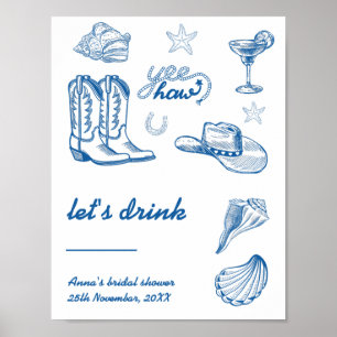 Cowgirl Bachelorette Pub-tecken Poster