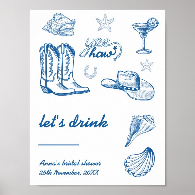 Cowgirl Bachelorette Pub-tecken Poster (Framsidan)