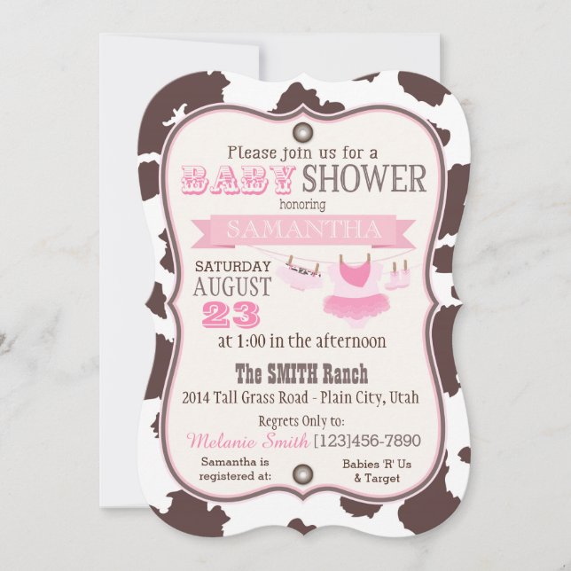 Cowgirl Bandanna Tutu Baby Shower Inbjudningar (Framsida)
