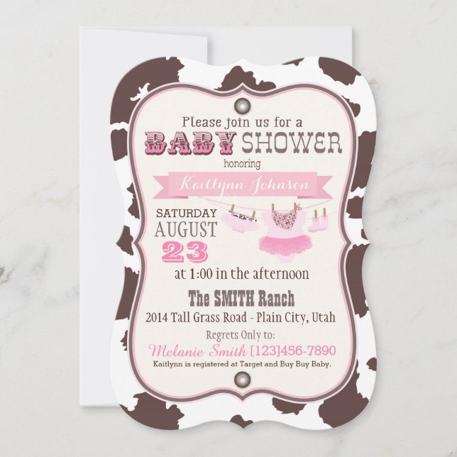Cowgirl Bandanna Tutu Baby Shower Inbjudningar (Framsida)