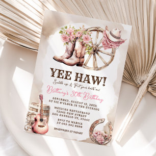 Cowgirl Birthday 21st, 30th, 40th, Rustic Western Inbjudningar