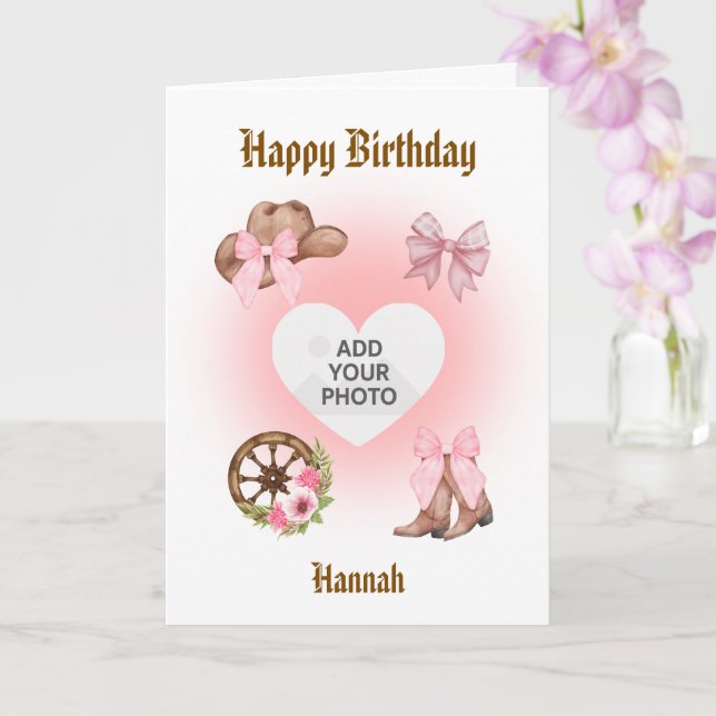 Cowgirl Birthday Card Kort (Orkide)