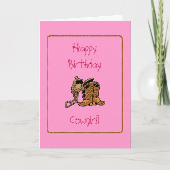 Cowgirl Birthday Card Kort (Framsida)