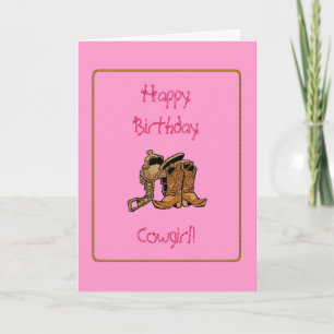 Cowgirl Birthday Card Kort